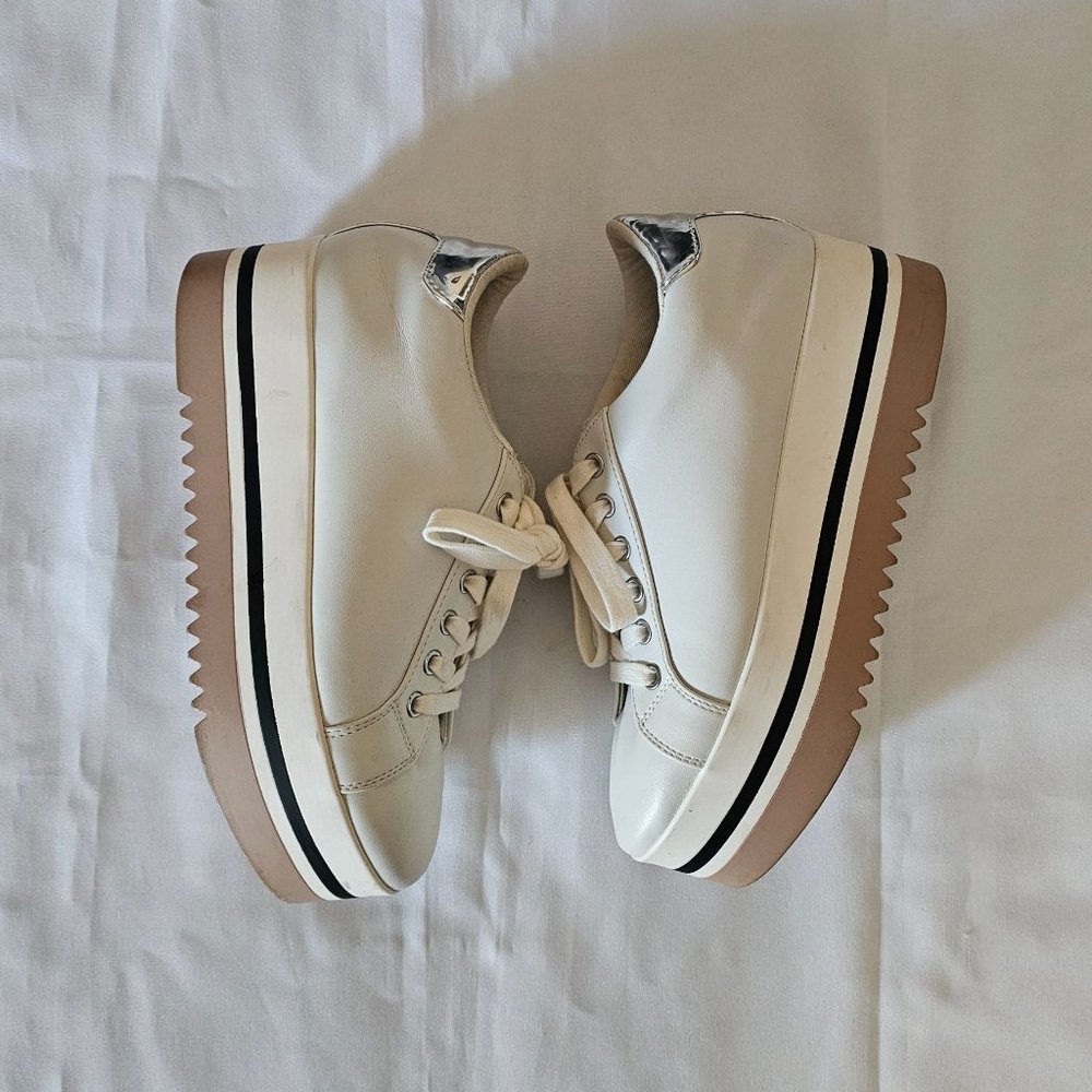 Steve Madden Women's White Alley Lace-Up Casual Shoes Platform Sneakers Sz 8.5M - Picture 5 of 12